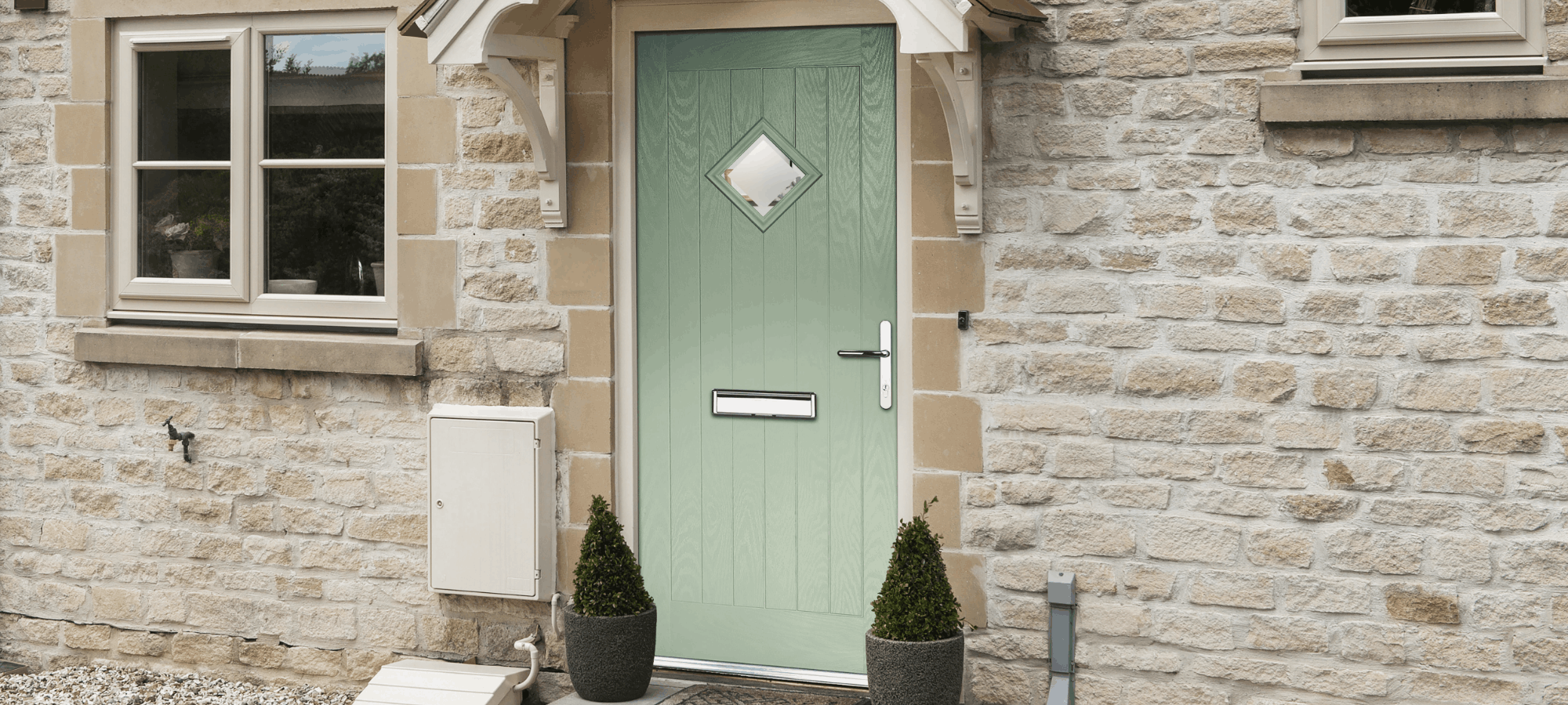 composite door installation on a residential building